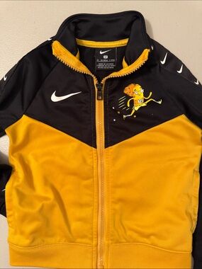 Nike Black and Gold Youth Zip-Up Track Jacket with Lion Runner Graphic
